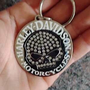 Harley-Davidson Silver and Black Skull Keyring